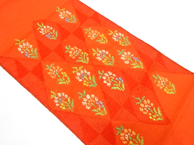 JAPANESE NAGOYA OBI / TSUMUGI / WOVEN FLOWER